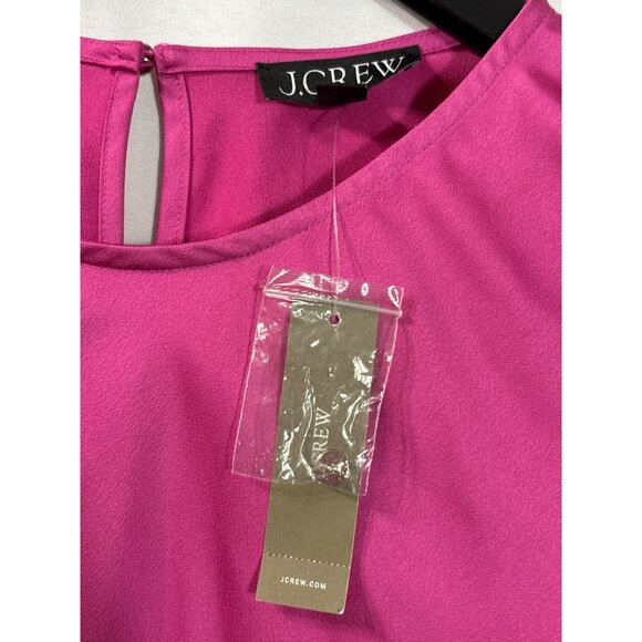J.Crew Winter Garden Fuchsia Pink Satin Ruffle Bell Sleeve Top Size S New - Picture 3 of 7